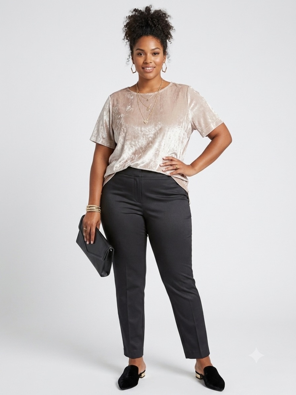Lane Bryant Metallic Champagne Crushed Velvet Top Blouse Plus Size 24 Sparkly